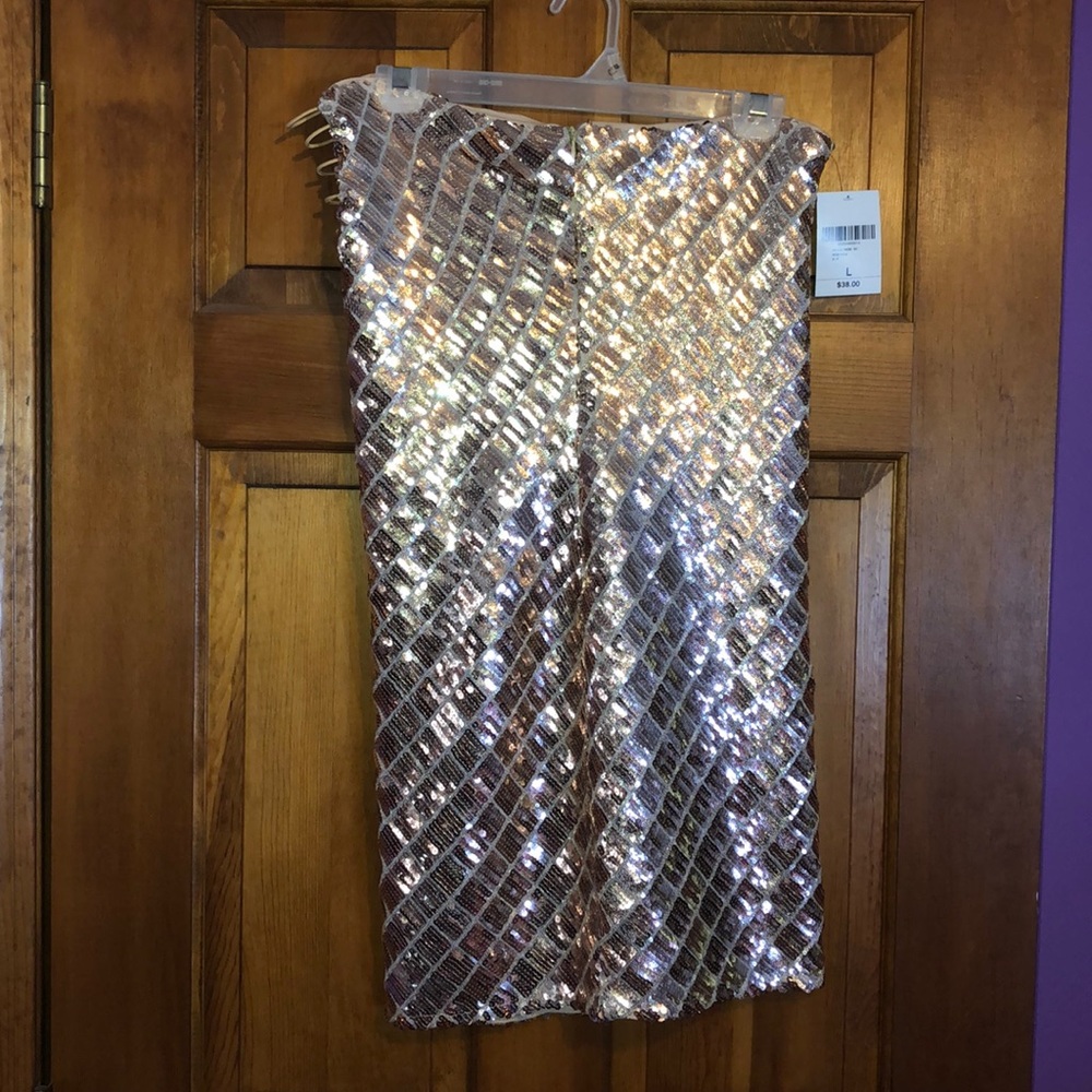 Gold strapless shimmer dress